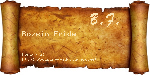 Bozsin Frida névjegykártya